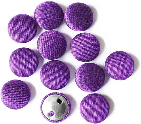 Round Handmade Buttons 12 Purple Button Dupion Fabric Covered for Sewing Scrapbooking Clothes Craft...