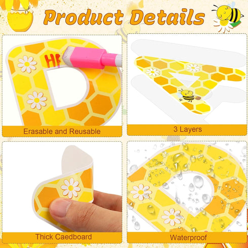 264 PCS Bulletin Board Letters Set, Bulletin Board Letters Numbers Punctuation Symbol Alphabet Cutouts Printed with Hive Bee Honey Sunflower for S...
