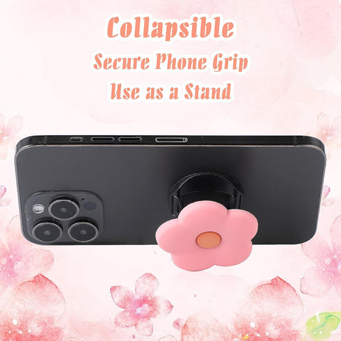 Daisy Flower Phone Grip Holder, Collapsible Expandable Silicone Phone Grip, Cute 2D Phone Back Holder Grip, Cell Phone Grip for Smartphone Tablet ...
