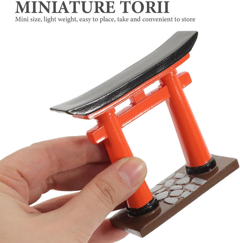 Toddmomy Japanese Torii Gate Statue, 2Pcs Japanese Mini Tori Gate Miniature Aquarium Torii Ornament Fish Tank Bonsai Landscape Decoration Zen Gard...