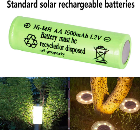 1.2V NiMH Rechargeable AA 1600mAh Batteries, 12 Packs Double A Rechargeable Battery Pre-Charged for Solar Lights, Mouse, Keyboard and Household De...
