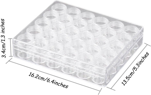 TDOTM Clear Plastic Bead Storage with 30 Pieces Storage Jars Container Bottle with Lid Embroidery Diamond Painting Transparent Accessory Box Organ...