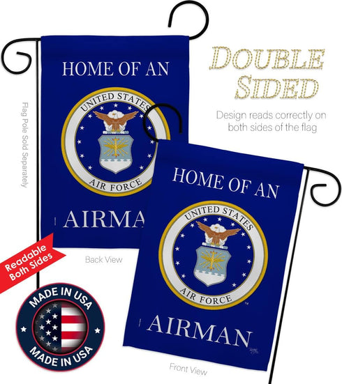 Breeze Decor Home of Airman Garden Flag Armed Air Force USAF United State American Military Veteran Retire Official House Decoration Banner Small ...