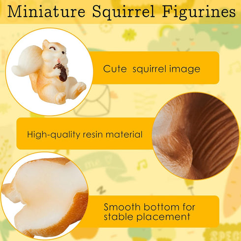 Maitys 14 Pieces Miniature Squirrel Figurine Mini Garden Accessories Tiny Resin Squirrel Toys Fairy Plastic Miniature Things Fall Figurines for Ou...