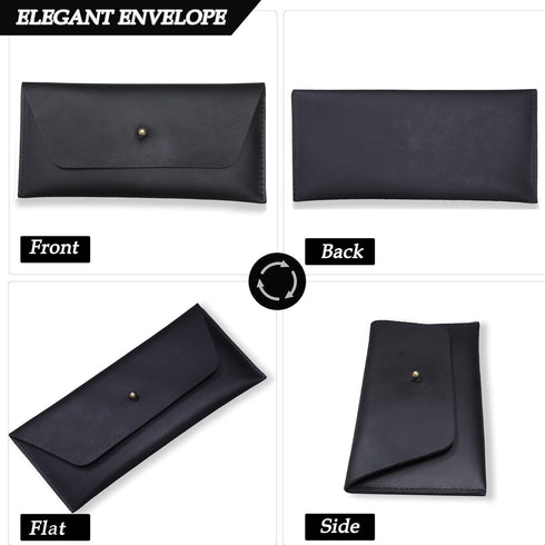 Succor Genuine-Leather-Cash-Envelopes-Retro-Clutch-Cash-Utility-Pouch-For-Men-Women-Minimalist-Design-Black...