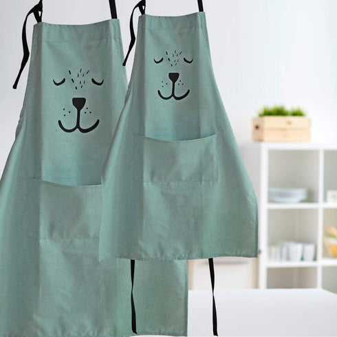 YOLOPARK Lovely Parent and Child Apron, Comfortable Simple Apron with Pocket for Painting Cooking Artist Chef, Pack of 2...
