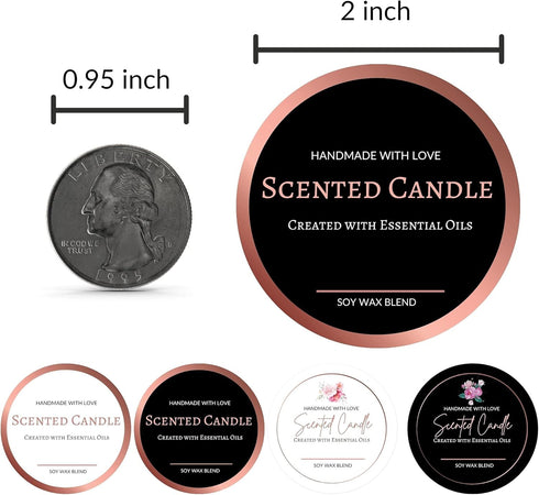 Mobiusea Creation Candle Label Roll | 300pcs Rose Gold Labels for Candle Making Supplies, Tins, Containers, Jars with Lids, Boxes Packaging...