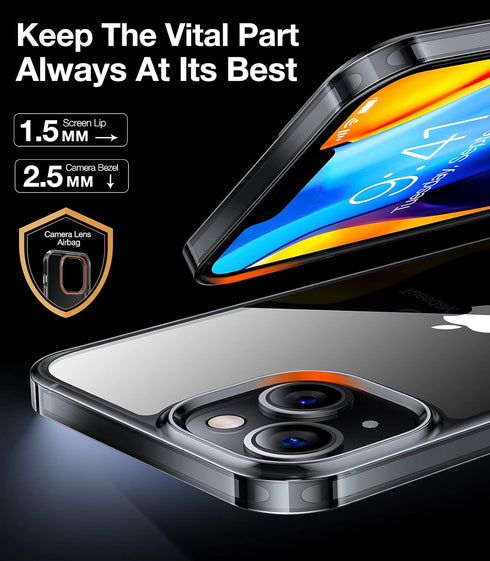 TORRAS Diamond Clear Designed for iPhone 15 Plus Case & iPhone 14 Plus Case, Anti-Yellowing, Military Grade Protection, Shockproof Hard Back Slim ...