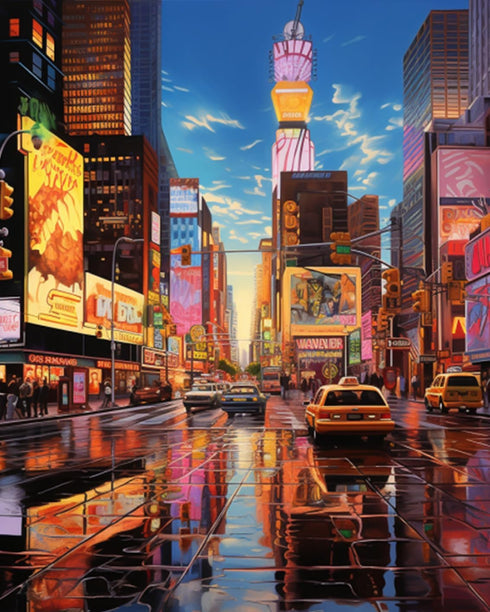 Tucocoo New York Street Landscape Paint by Bumbers for Adults Time Square Street Scenery DIY Paint by Numbers Acrylic Paint Canvas City View Scene...