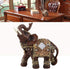 Feng Shui Wood Grain Elegant Elephant Statue 5.5 (H) Thai Elephant with Trunk Facing Upwards Collectible Figurine Sculpture Decoration Statue Weal...