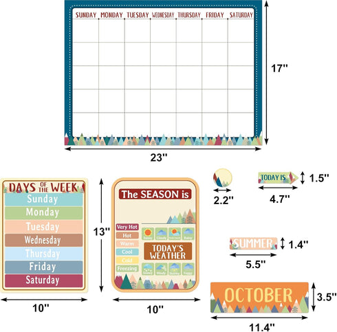 97Pcs Moving Mountains Calendar Bulletin Board Classroom Decor Teachers Wall Calendar Set For Classroom School Supplies...