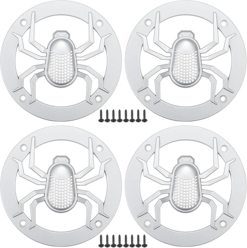ACROPIX Universal 4" Car Speaker Grills Cover Round 4 Inch Audio Speaker Subwoofer Guard Protective Case with Mounting Screws ABS Silver Tone - Pa...
