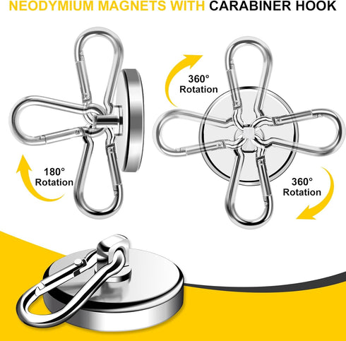 DIYMAG Magnetic Hooks, 200LBS Strong Heavy Duty Neodymium Magnet Hooks, Strong Magnetic Hooks for Hanging at Home, Office Locker, Workplace, Refri...