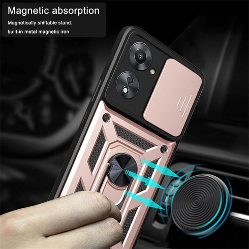 CSmall for Xiaomi Redmi 13C 4G Case (Not 5G) with Slide Camera Cover, Military Grade Drop Proof Phone Cover with Rotate Ring Kickstand Lens Protec...