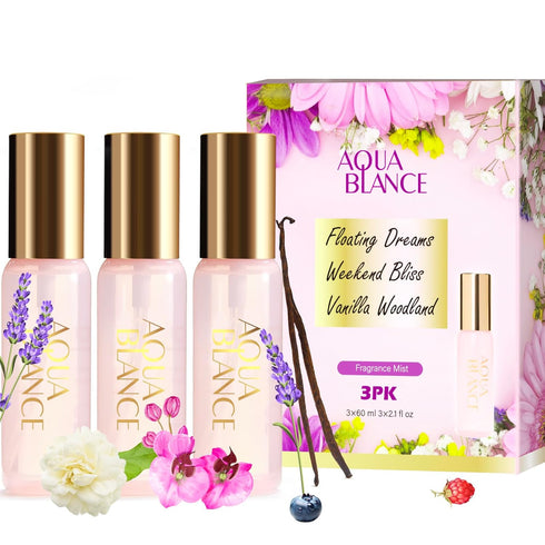Body Spray Set for Women, Each 60ml/2.1 FlOz, Travel Size Womens Fragrance Body Spray, Three Scents - Vanilla Woodland, Lavender, Jasmine Raspberr...