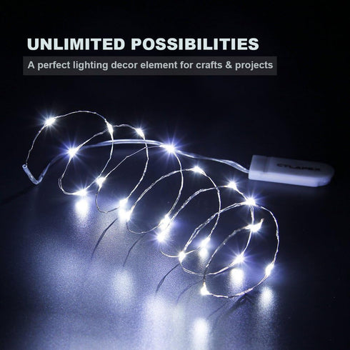 CYLAPEX 6 Pack Cool White Fairy String Lights Battery Operated Fairy Lights Firefly Lights LED Starry String Lights 3.3ft 20 LEDs Silvery Copper W...