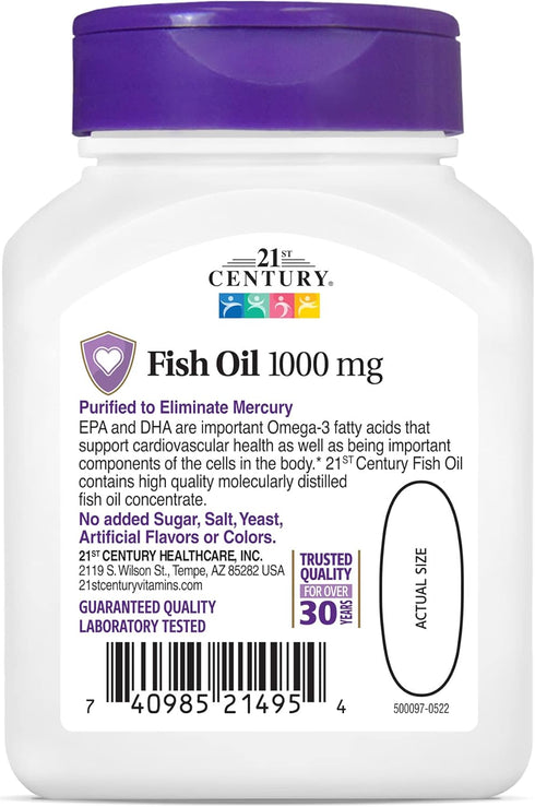 21st Century Fish Oil 1000 mg Softgels, 60 Count (Pack of 3)...