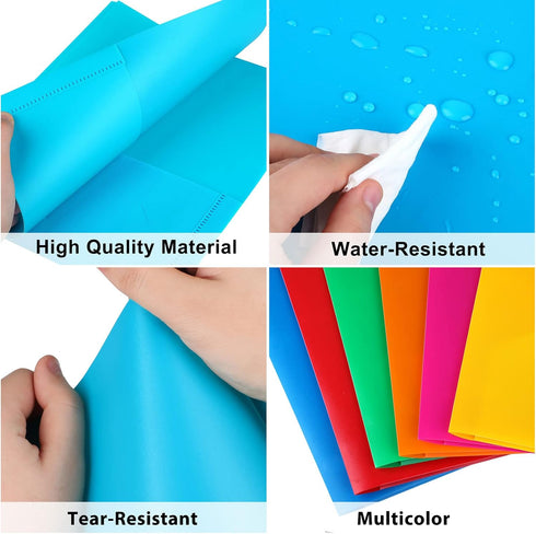 Plastic Folders with Pockets, 6 Color Heavy Duty Two Pocket Folder Business Card Holder for Office High School...