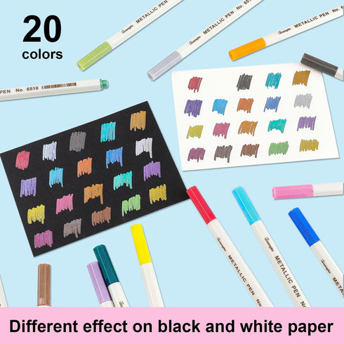 Sunshilor Metallic Markers Fine Point Metallic Marker Pens for Black Paper, Rock Painting, Easter Egg, Halloween Pumpkin, Card Making, Metal, Cera...