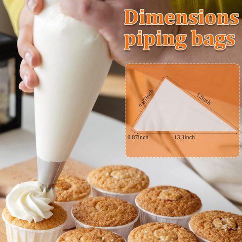 XSEINO Disposable Piping Bags, 12 Inch - 150PCS Heavy Duty Anti Burst Pastry Bags With Bump Non-slip Design For Icing and Frosting and Cookies Dec...