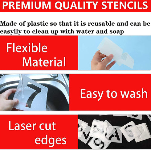 6 Inch Letter Stencils and Numbers, 36 Pcs Alphabet Stencils, Reusable Plastic Stencils for Wood, Wall, Fabric, Rock, Signage (6 Inch)...