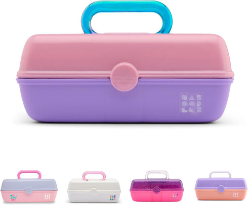 Caboodles Pretty in Petite Makeup Box, Two-Tone Pink on Lavender, Hard Plastic Organizer Box, 2 Swivel Trays, Fashion Mirror, Secure Latch for Saf...