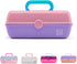 Caboodles Pretty in Petite Makeup Box, Two-Tone Pink on Lavender, Hard Plastic Organizer Box, 2 Swivel Trays, Fashion Mirror, Secure Latch for Saf...