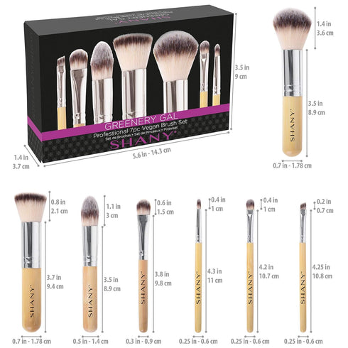 SHANY Makeup Brushes - I love Bamboo - 7pc Petite Pro Bamboo Make up brush set with cosmetics brush Carrying Case...