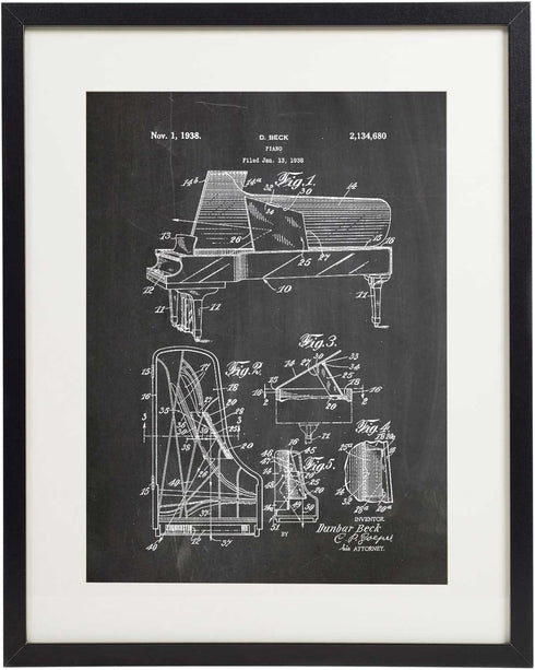 IDIOPIX Piano Patent Wall Decor Chalkboard Art Print Set of 6 Prints UNFRAMED...