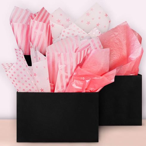MR FIVE 60 Sheets Metallic Pink Tissue Paper Bulk,20" x 28",Pink Tissue Paper for Gift Bags,DIY and Craft,Pink Gift Wrapping Tissue Paper for Grad...