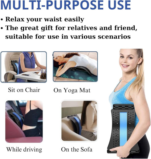 Back Stretcher for Lower Back Pain Relief, Lumbar Massager - 4 Level Adjustable Back Cracker, Back Massager for Sciatica Pain Relief, Spinal Decom...