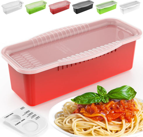 Potahouse® Microwave Pasta Cooker with Strainer Lid, Quick Cooking in 10-15 Min Spaghetti Cooker Microwave Steamer for Dorm Kitchen Offices Colleg...
