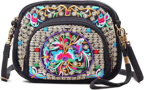 SILKAREA Embroidered Cute Mini Crossbody Bag for Women Small Handbags Wristlet Wallet Bag Cell-phone Pouch Coin Purse...
