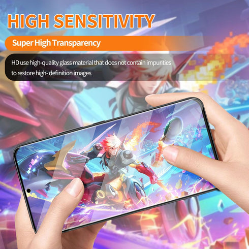 3 Pack Curved Tempered Glass Screen Protector Applicable for Samsung Galaxy S21 Ultra 5G 6.8inch, Support Fingerprint ID Friendly Tempered Glass S...