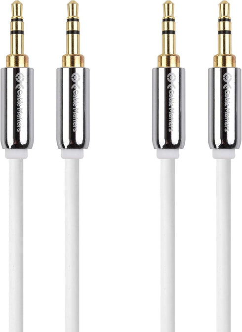 Cable Matters 2-Pack Stereo Cable (3.5mm Audio Cable, Stereo Audio Cable, Aux Cable) in White 12 Feet...