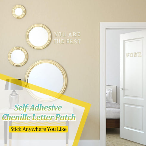 WILLBOND 52 Pieces Chenille Letter Patches Self Adhesive 2 Sets of A-Z Letter Patches Sticker with Gold Glitter for Backpacks Hat Clothes Notebook...