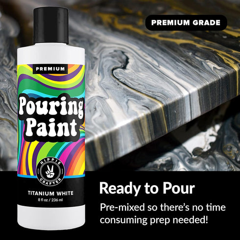 White Pouring Paint Acrylic Pouring for Pour Art and Flow Painting 8oz 236 ml Bottle Titanium White...