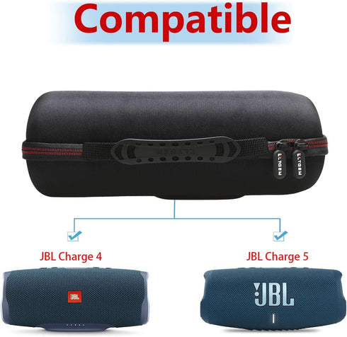 LTGEM Case for JBL Charge 4/JBL Charge 5 Speaker Carrying Case Hard Storage Travel Protective Bag Fits Charger and USB Cable (Lycra Blue)......