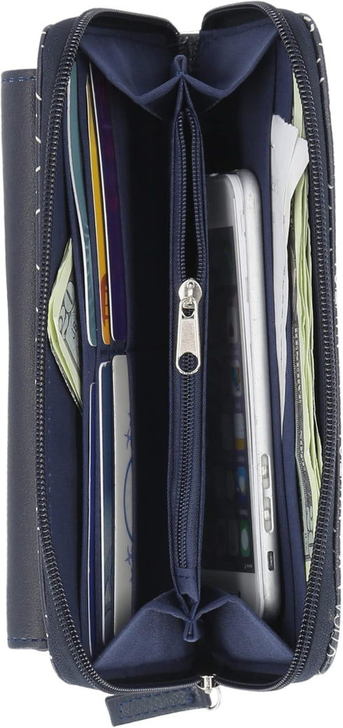 Nautica Bulk Cargo Womens RFID Wallet Clutch Zip Around Organizer (Diamond Quilt Indigo)...