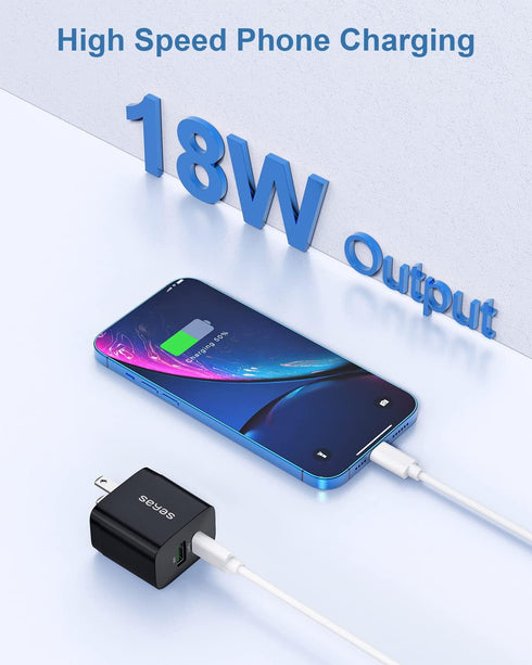USB C Charger, Seyas 18W Wall Charger 2 Port Power Delivery Fast Charger Power Adapter Foldable PD Charger for iPhone/iPad/Airpods/Pixel/Galaxy/Sw...