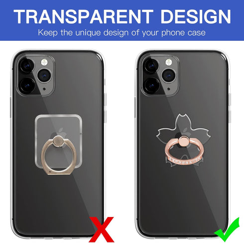 YINHEXI 2 Pcs Transparent Phone Ring Stand Holder Cell Phone Ring Holder Finger Grip 360 Degree Rotation (Rose Gold & Diamond-4)...