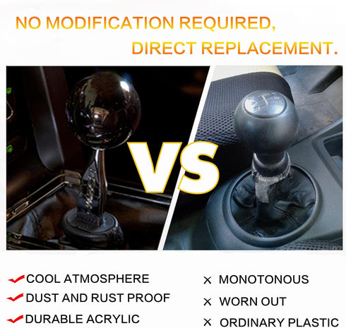 Round Ball Shift Knob Universal Gear Shift Knob 5 6 Speed for Manual Automatic Vehicles with Adapters (Pure Black)...
