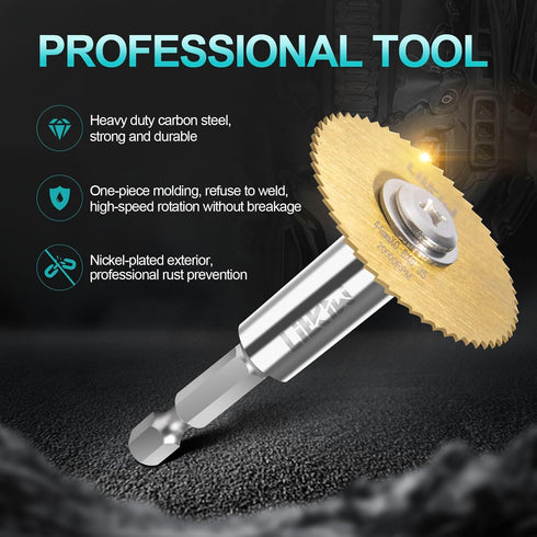 1/4-Inch Hex Shank with 4PCS Rotary Drill Saw Blades(Titanium Coating),HSS Saw Disc Wheel Cutting Blades for Drills Rotary Tools...