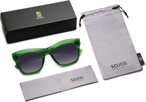 SOJOS Classic Cat Eye Polarized Sunglasses for Women Retro Trendy Bold Rectangular Sunnies SJ2254...