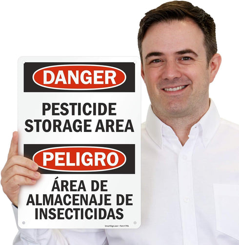 SmartSign "Danger - Pesticide Storage Area" Bilingual Sign | 10" x 14" Plastic...