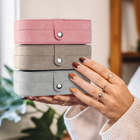 Travel Jewelry Box,Small Jewelry Organizer Boxes for Women Girls, 2 Layer Travel Jewlery Case, PU Leather Mini Portable Jewerly Storage Display Ho...