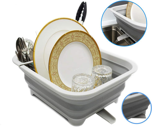 SAMMART 8.5L (2.2 Gallon) Collapsible Dish Drainer with Swivel Spout - Foldable Drying Rack - Portable Dinnerware Organizer - Space Saving Kitchen...