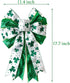 St. Patrick's Day Wreath Bow, Large Glitter Green Clovers Shamrock Gift Bow St Patricks Day Irish Holiday Shamrock Bow Ornaments for St. Patrick's...