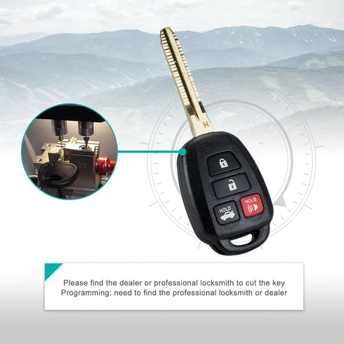 Replacement Key for 2014-2016 Toyota Camry Corolla Keyless Entry Remote Fob HYQ12BEL H Chip, New Uncut Blade; by AutoKeyMax...