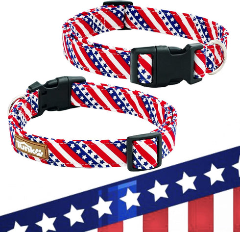 American Flag Dog Collar?4 of July Cute Adjustable Patriotic Collar for Boy and Girl Dogs, Dog Collar with Strong Plastic Buckle - for Small Mediu...